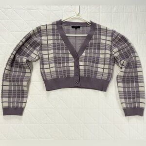 Love Tree Lavender Cropped Cardigan Sweater - Girls Youth Large Fits Women Small